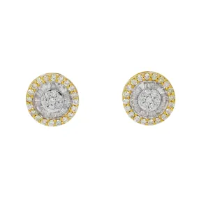 10K GOLD BAGUETTE AND ROUND DIAMOND CIRCLE EARRINGS 1.30 CTW