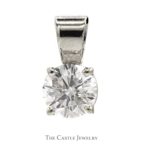 1ct Round Brilliant Cut Diamond Solitaire Pendant in 14k White Gold