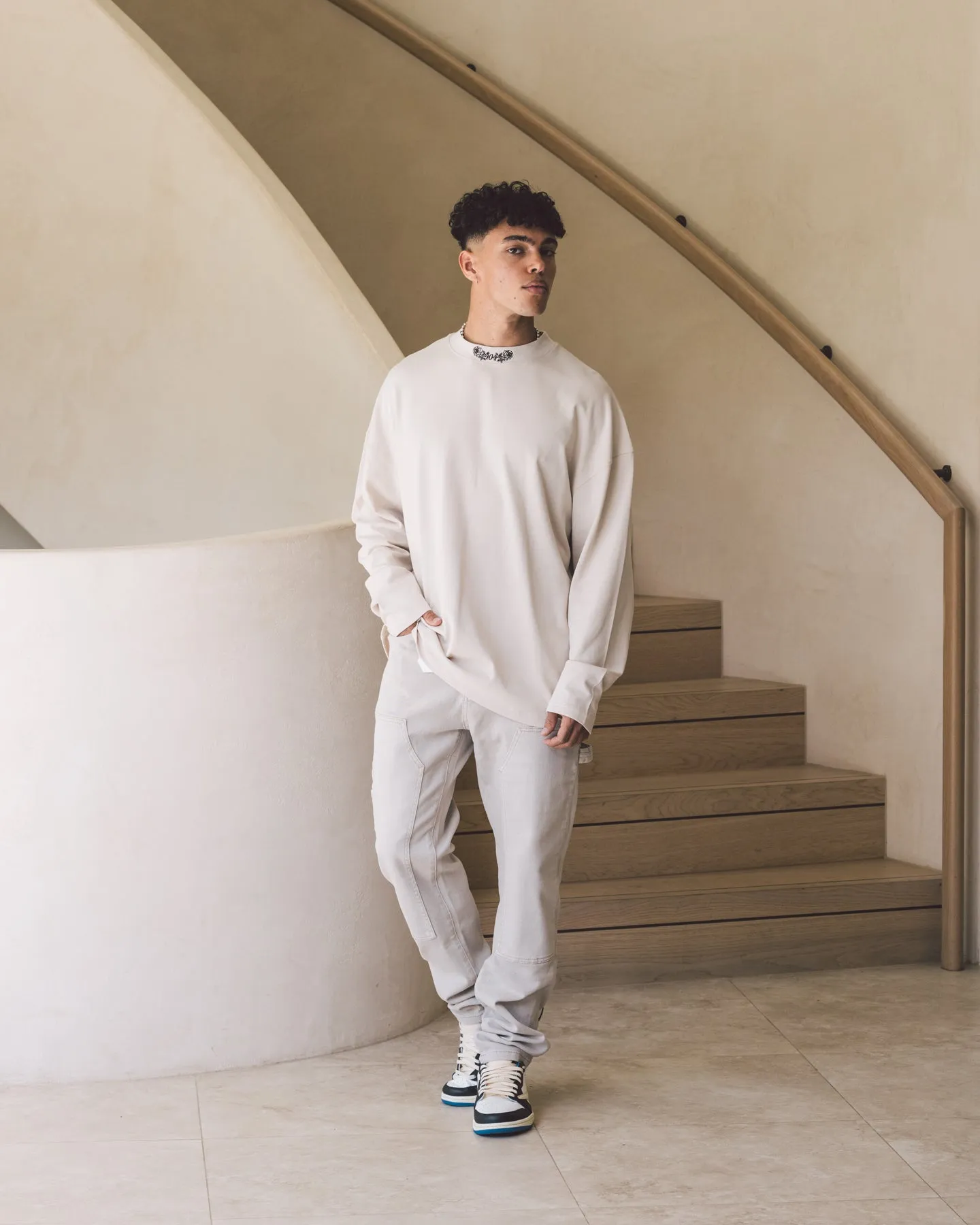 404 High Neck Long Sleeve T-Shirt Stone