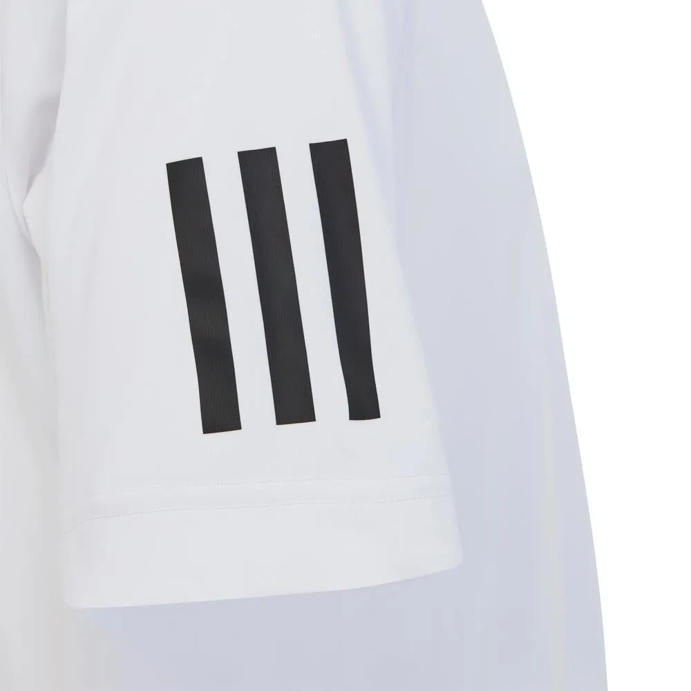 adidas Boys Club 3 Stripe Tee - White