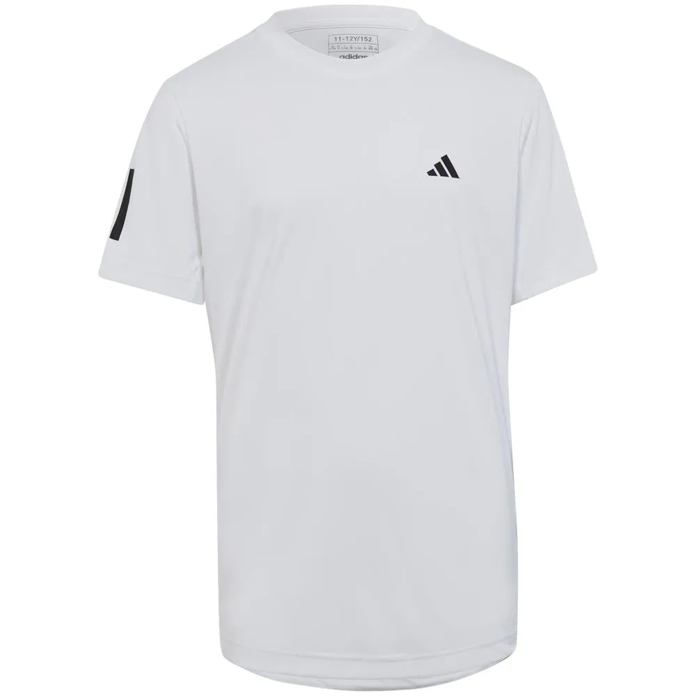 adidas Boys Club 3 Stripe Tee - White