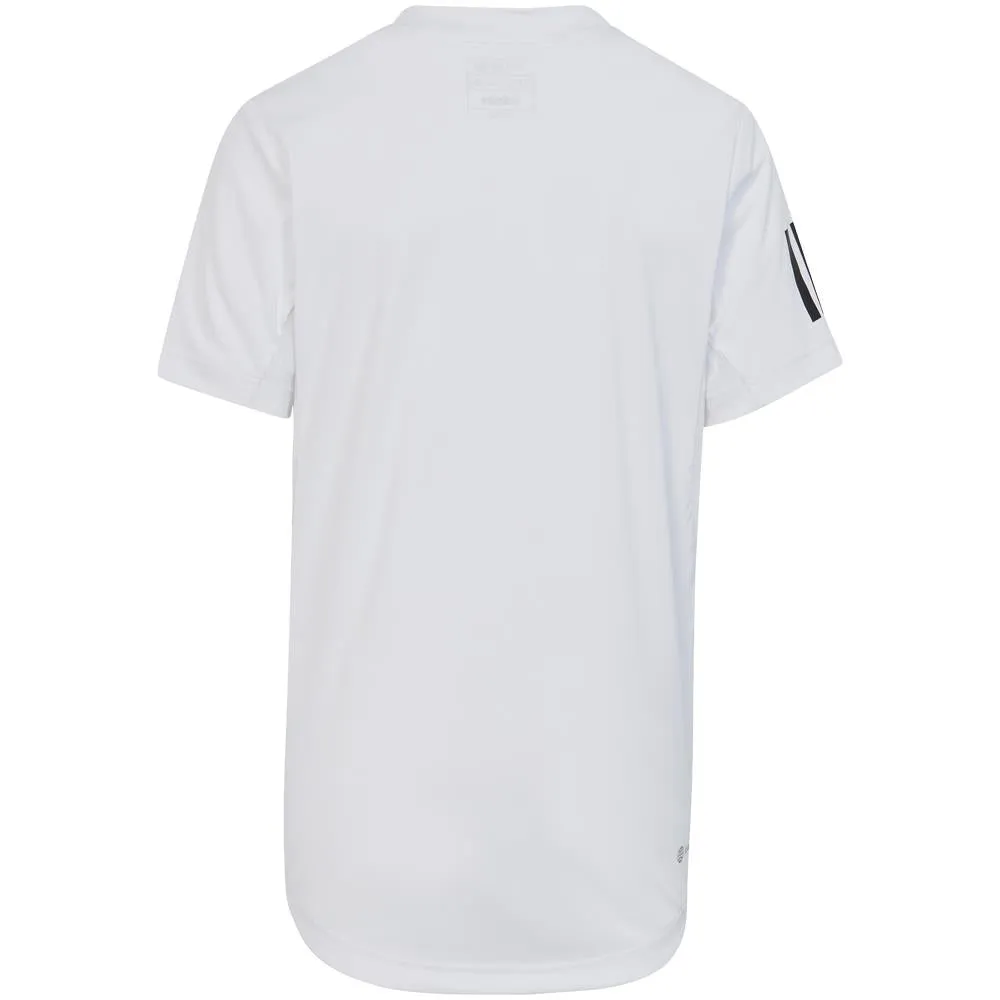 adidas Boys Club 3 Stripe Tee - White