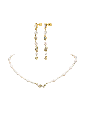 Adorn Necklace & Earrings Set Gold