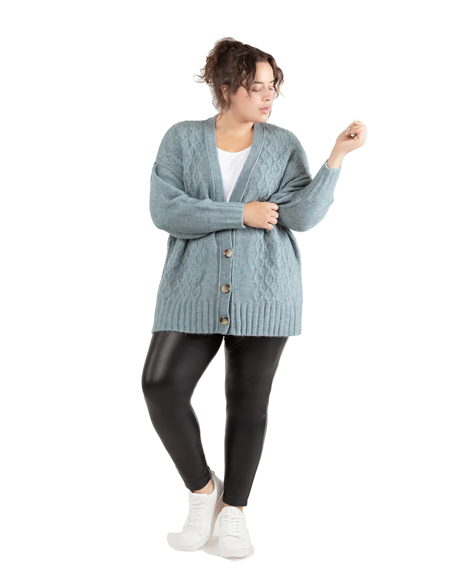 Aisling Cable Knit Cardigan | Light Blue