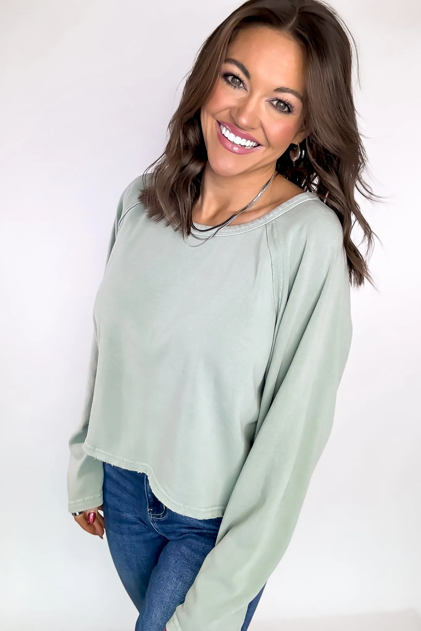 Always On-Trend Sage Raglan Sleeve Oversized Sweatshirt