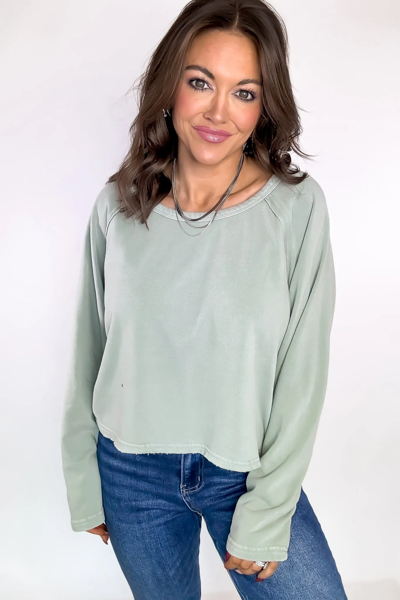 Always On-Trend Sage Raglan Sleeve Oversized Sweatshirt