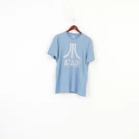 Atari Men M Shirt Blue Sport Cotton Vintage Gamer Crew Neck Top