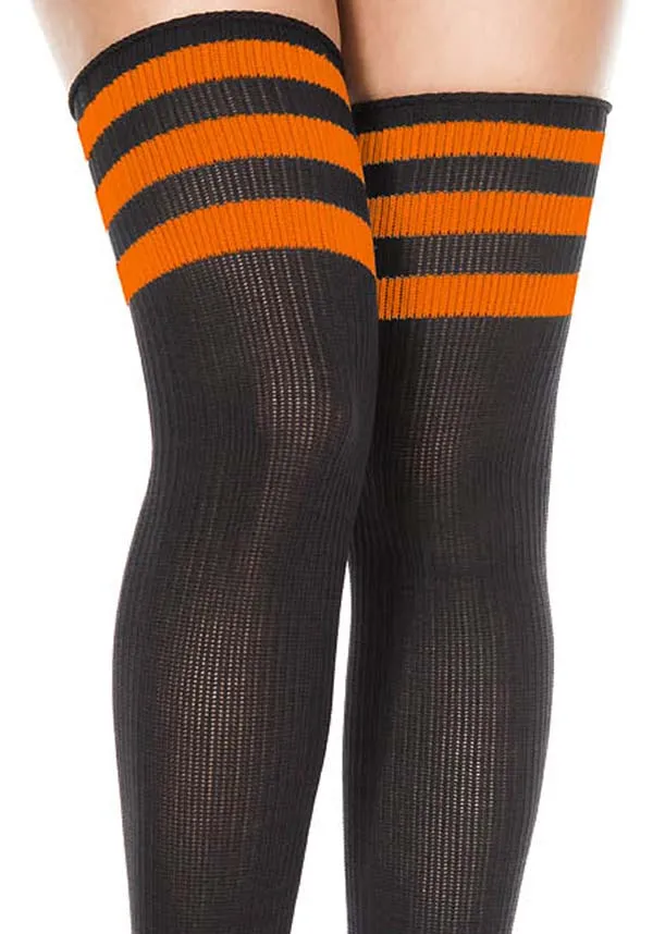 Athletic [Black/Orange] Stripe | THIGH HIGHS