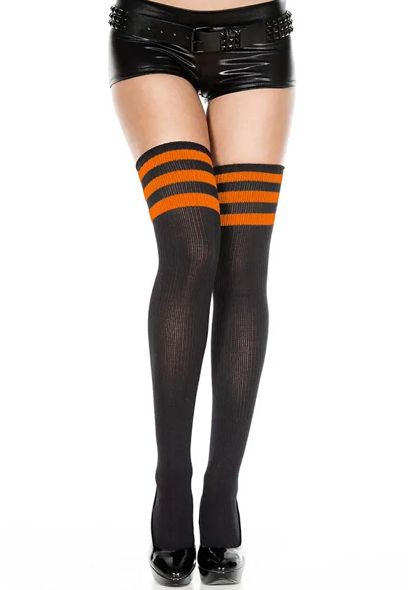 Athletic [Black/Orange] Stripe | THIGH HIGHS