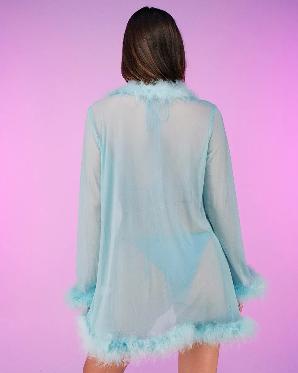 Bad Behavior Feather Trim Sheer Robe