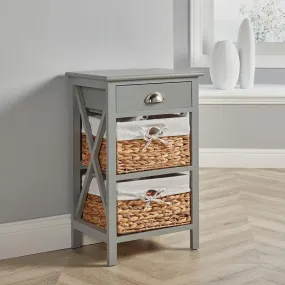 Basket Style Wooden Grey Chest of Drawers