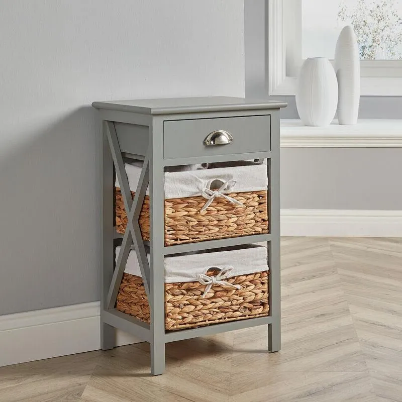 Basket Style Wooden Grey Chest of Drawers