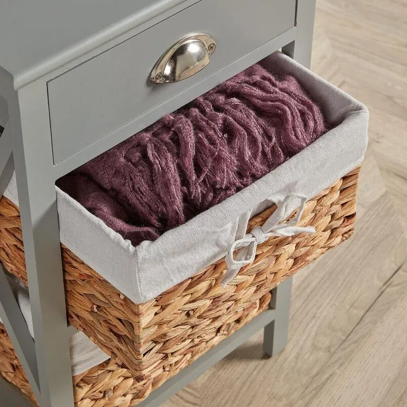 Basket Style Wooden Grey Chest of Drawers