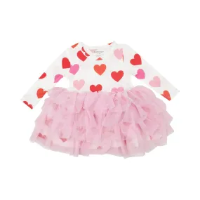 Big Hearts Long Sleeve Twirl Tutu Dress