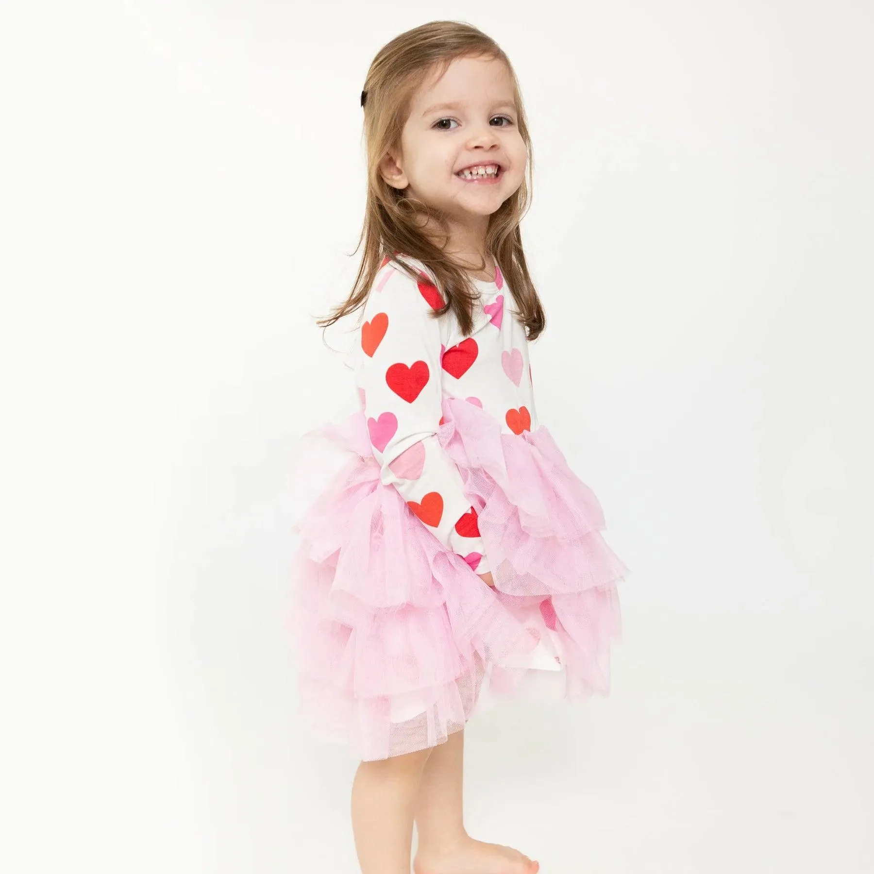 Big Hearts Long Sleeve Twirl Tutu Dress