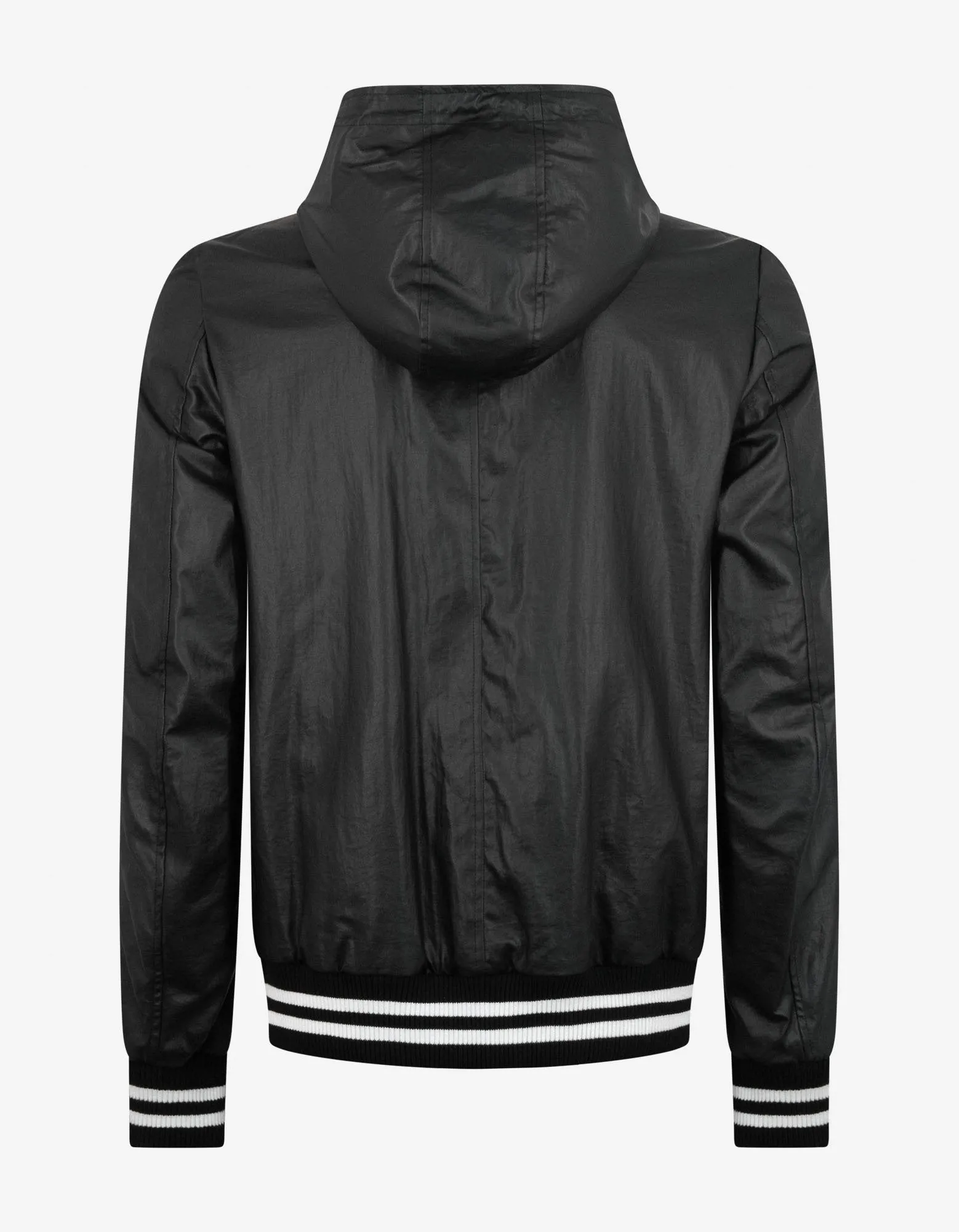 Black Coated Nylon Logo Band Jacket -