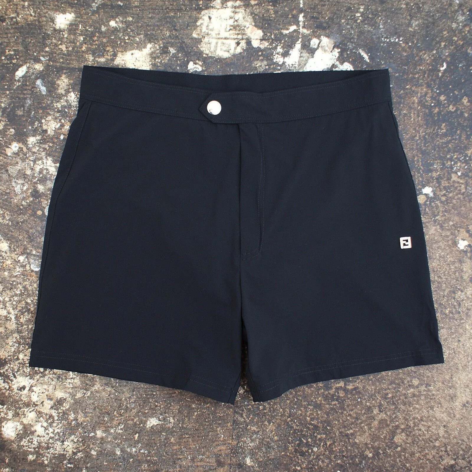 Black Nylon Stretch Swim Shorts