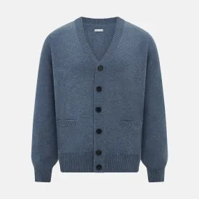 Blue Melange Cashmere Cardigan