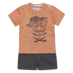 Boys Baby Set T-shirt With Shorts Rust Brown Grey | Dirkje