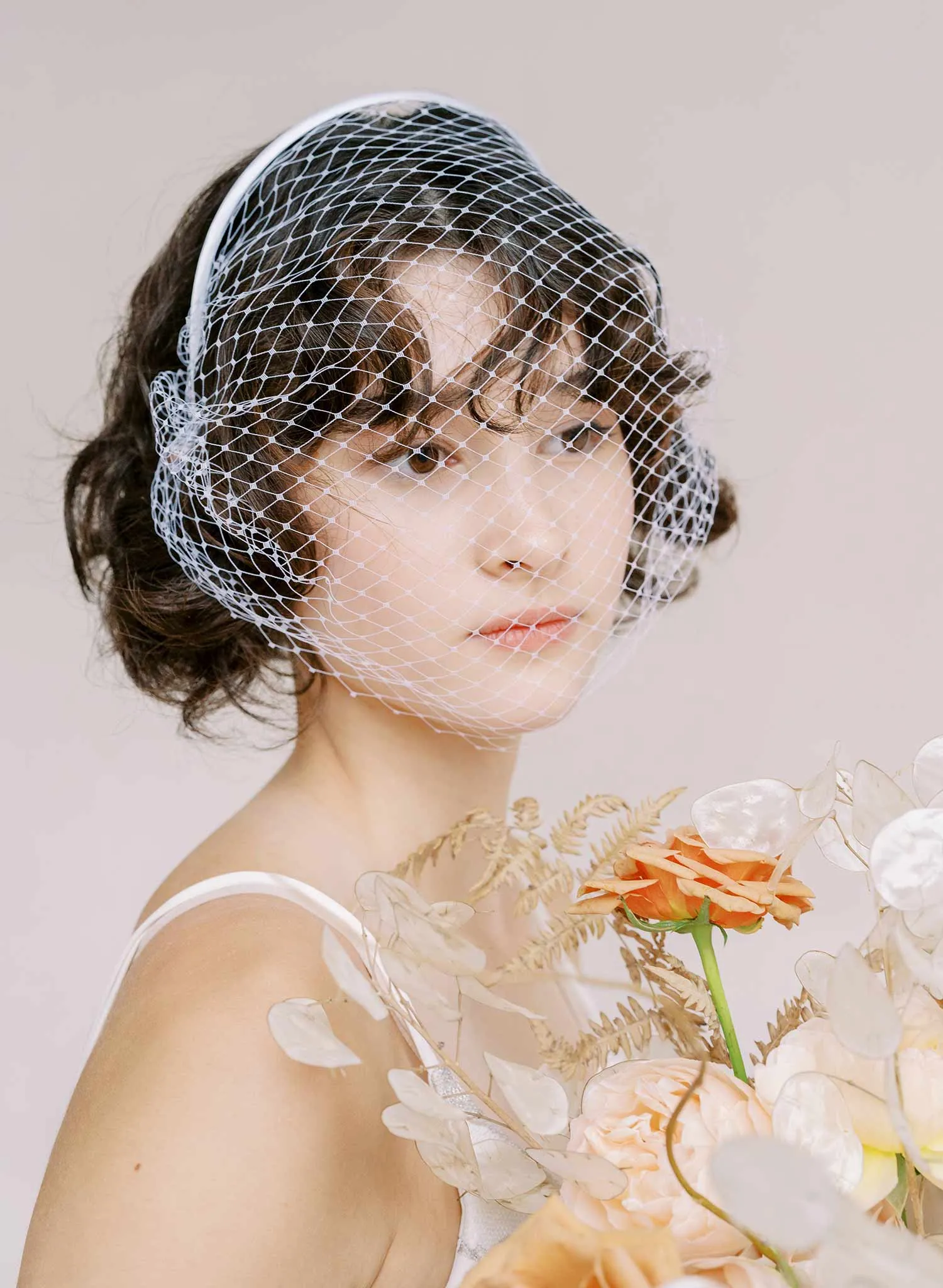 Bridal birdcage headband veil, plain - Style #2350