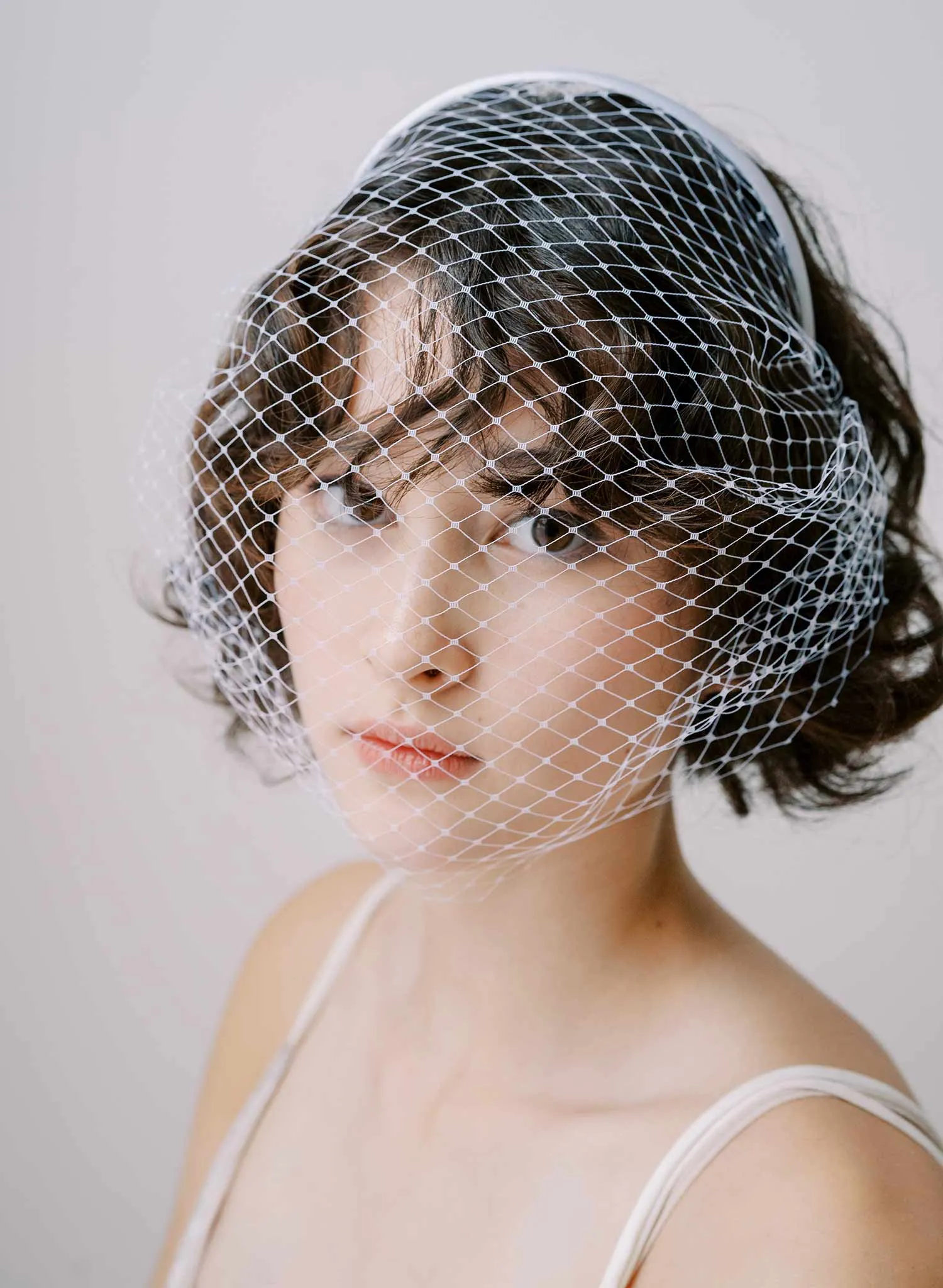 Bridal birdcage headband veil, plain - Style #2350