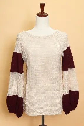 Burgundy/Taupe Waffle Top