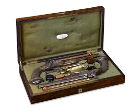 Cased Percussion Pistols by Pirmet á Paris