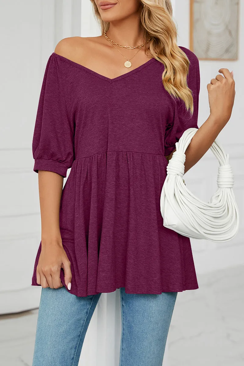 Casual Solid Solid Color V Neck T-Shirts