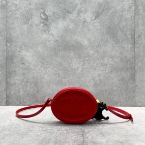 CE Crossbody Oval Purse Cuir Triomphe Red For Women 6in/16cm 