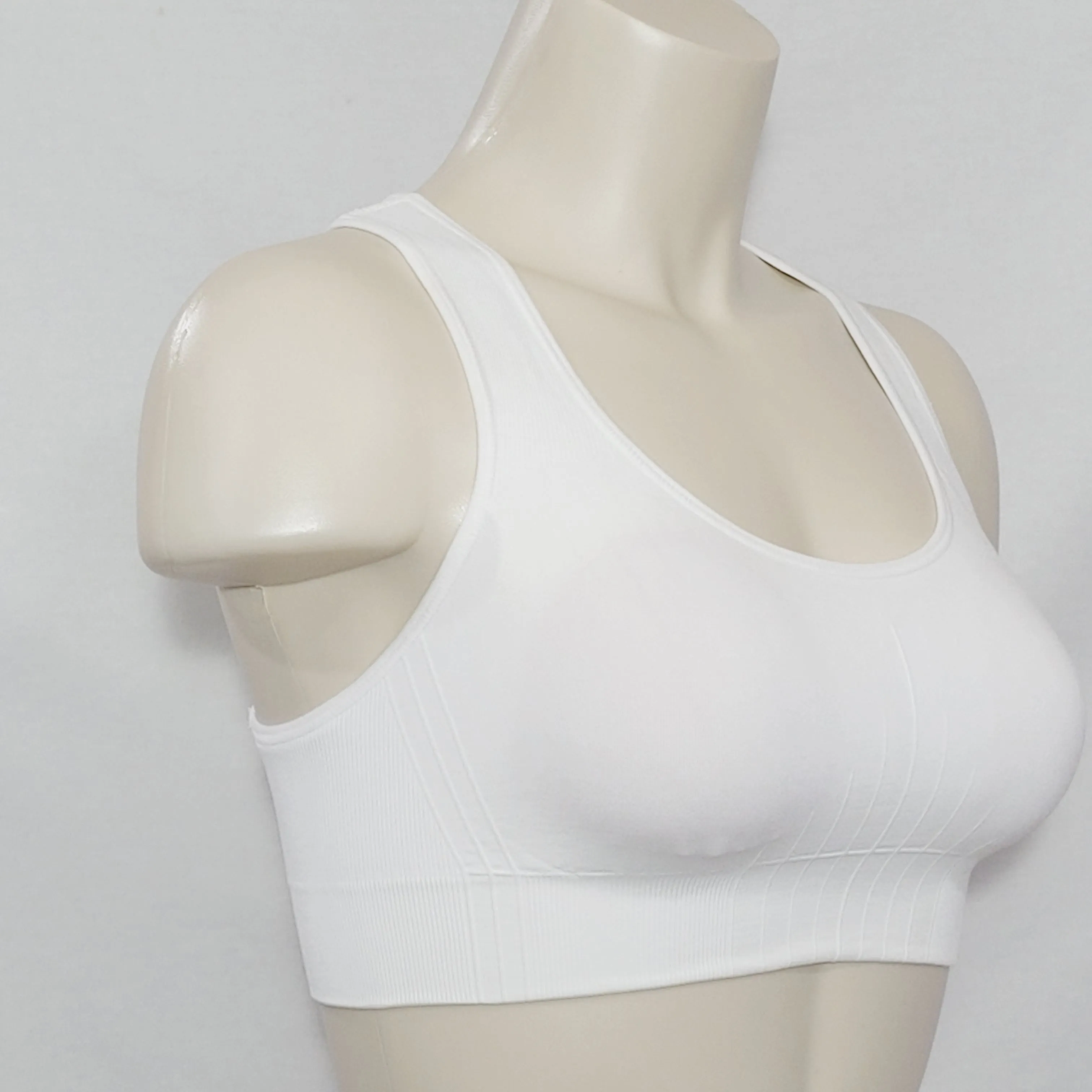 Champion N9169 9169 Wire Free Racerback Sports Bra Size SMALL White