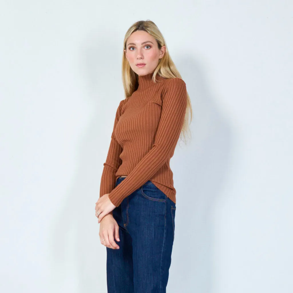 Classic ribbed turtleneck top wholesale