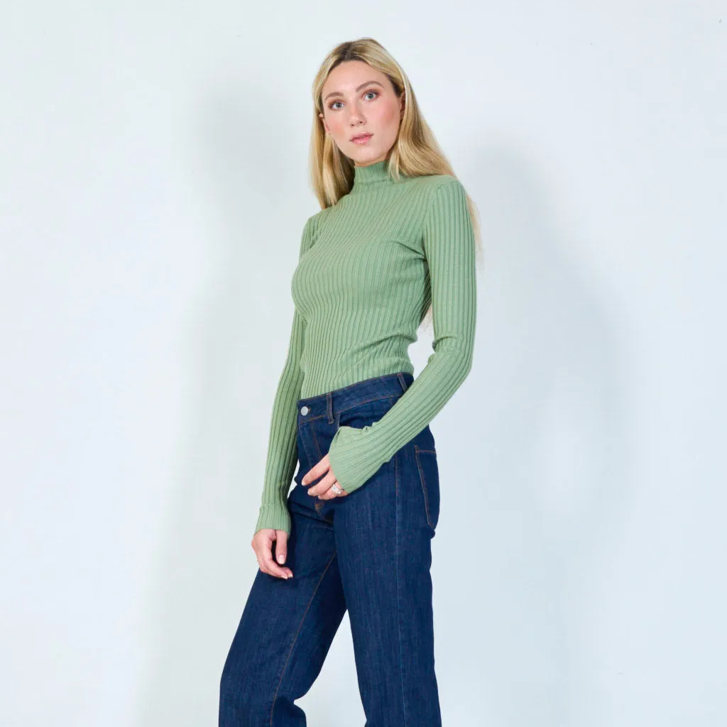 Classic ribbed turtleneck top wholesale