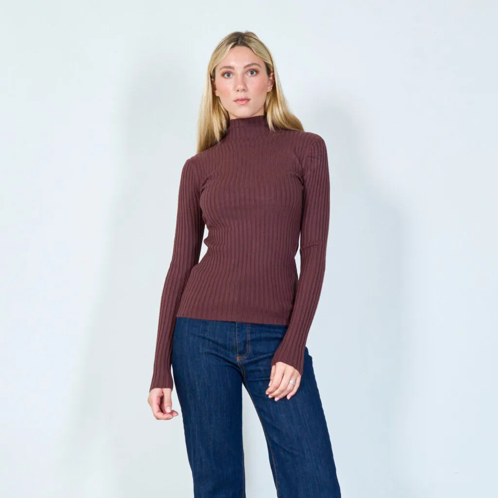 Classic ribbed turtleneck top wholesale