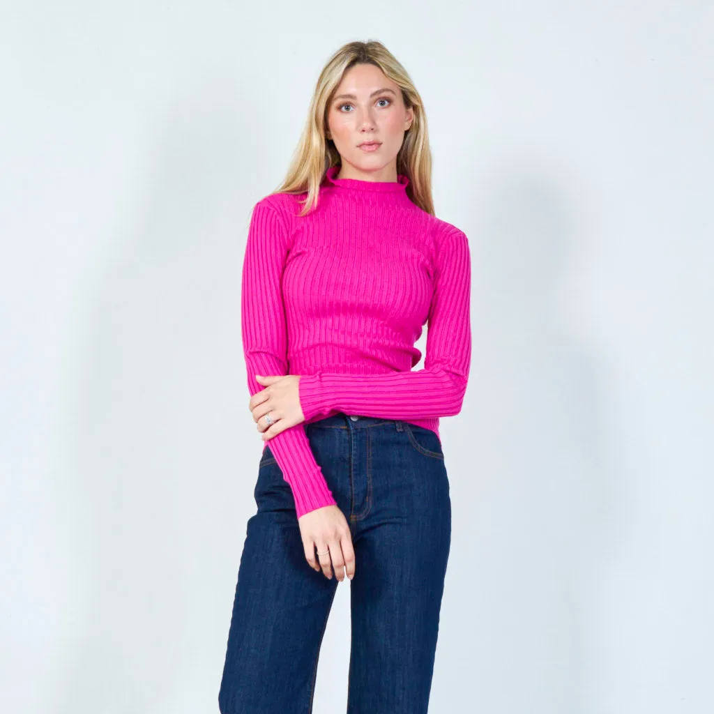 Classic ribbed turtleneck top wholesale