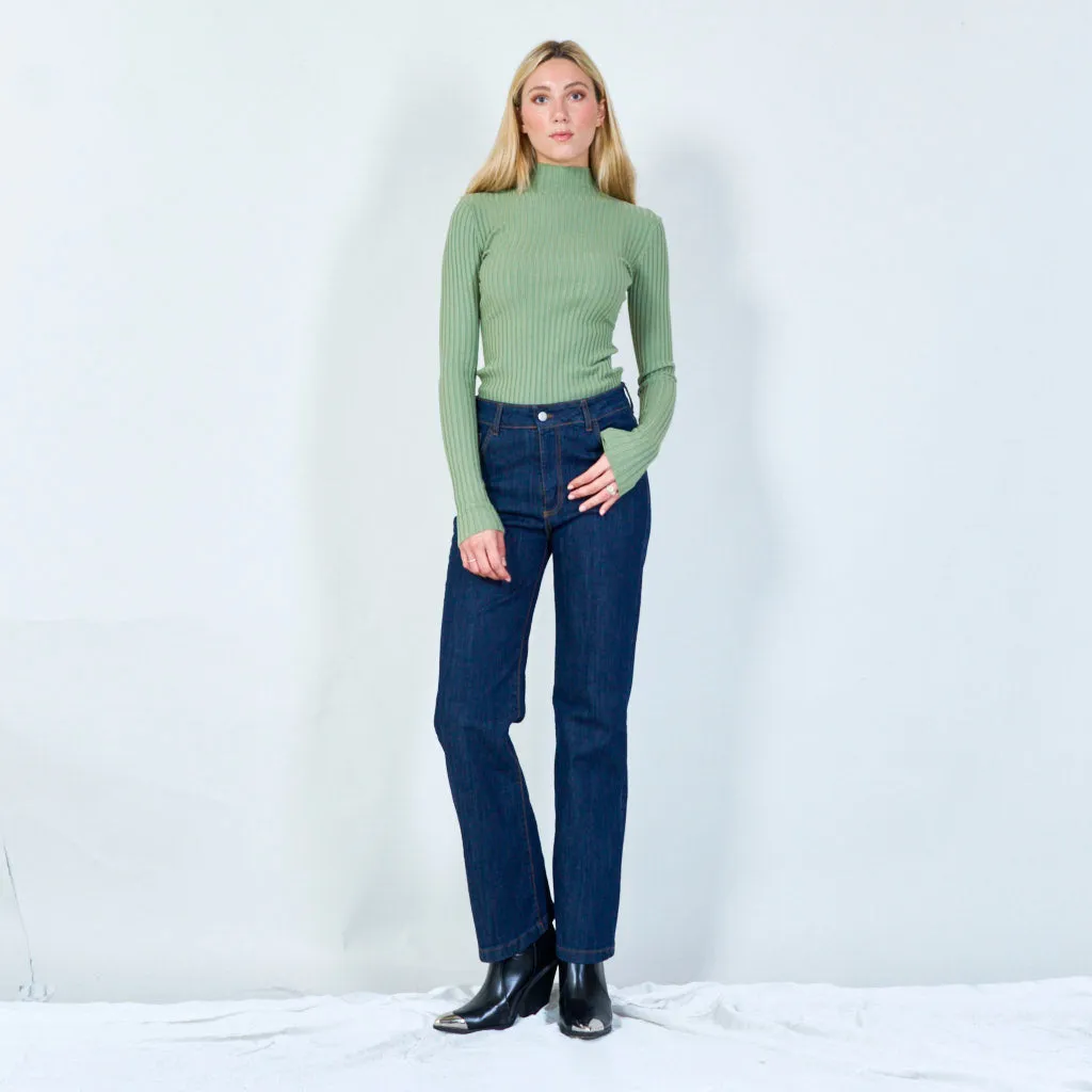 Classic ribbed turtleneck top wholesale