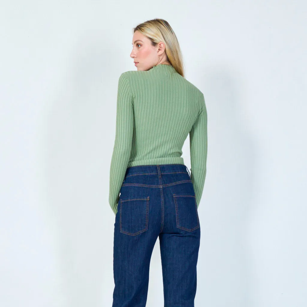 Classic ribbed turtleneck top wholesale