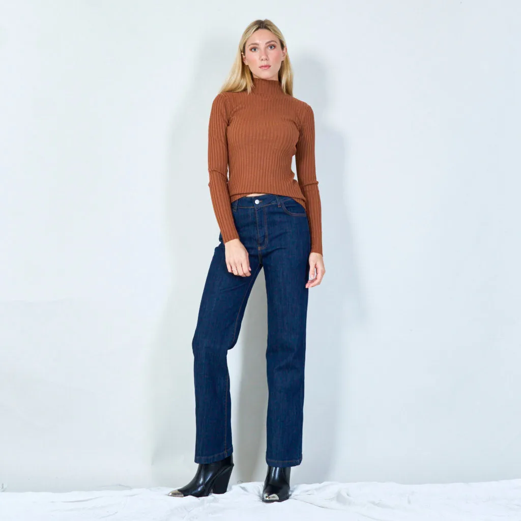 Classic ribbed turtleneck top wholesale