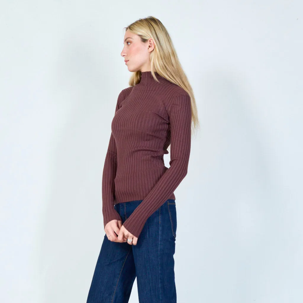 Classic ribbed turtleneck top wholesale