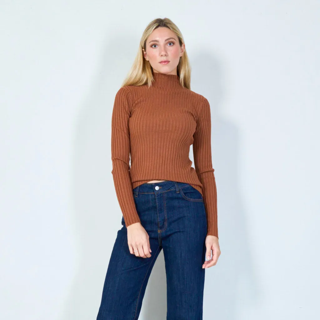 Classic ribbed turtleneck top wholesale