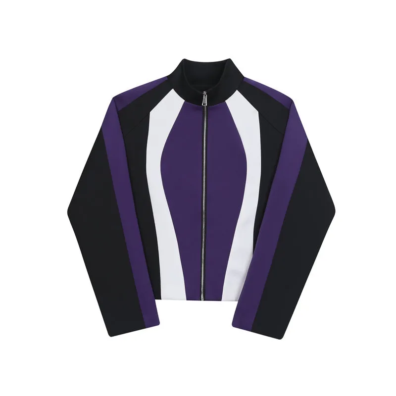 Colorblock Stand Collar Jacket