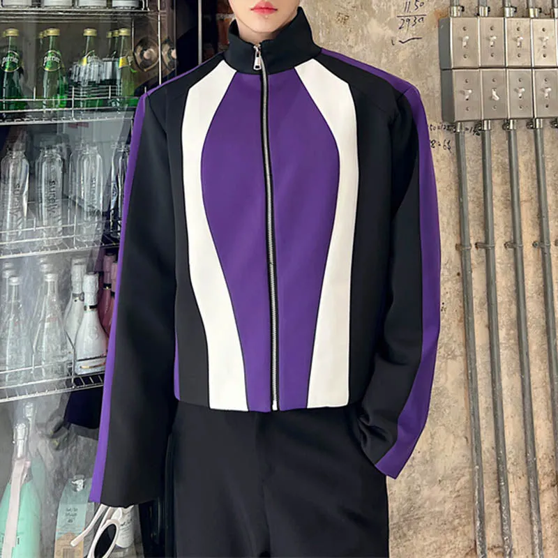 Colorblock Stand Collar Jacket