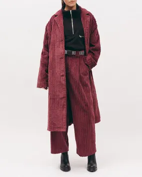 Cord Overcoat- Dark Rose