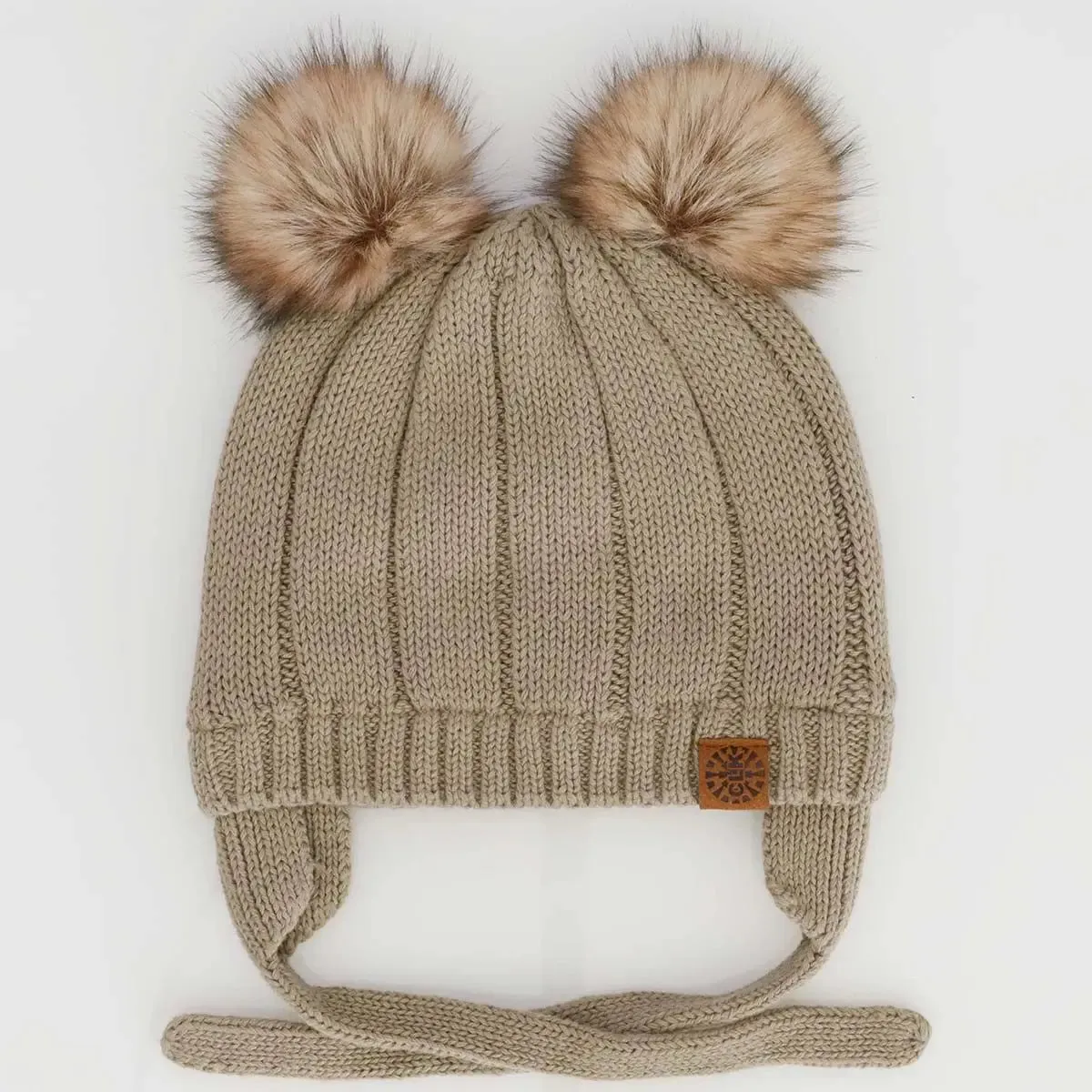 Cotton Kint Pom Pom Hat - Cashmere | CALIKIDS