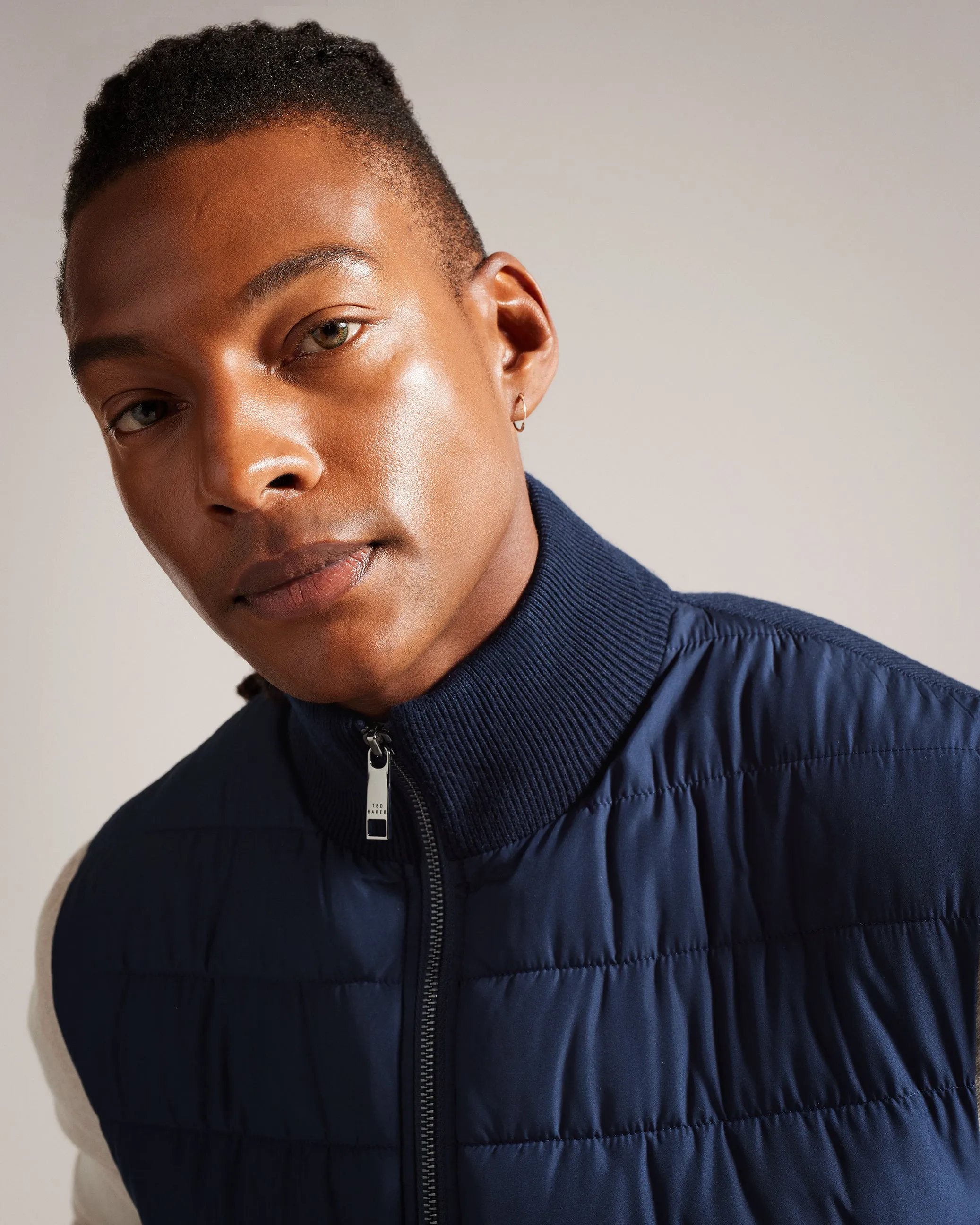 Dejas Wadded Funnel Neck Gilet Navy