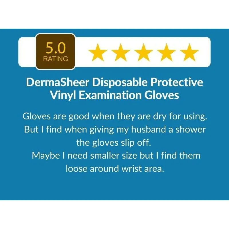 DermaSheer Disposable Protective Vinyl Examination Gloves