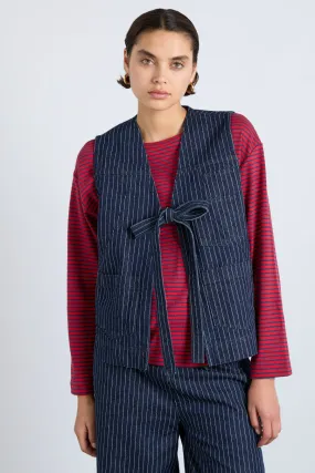 dilly gilet - navy pinstripe