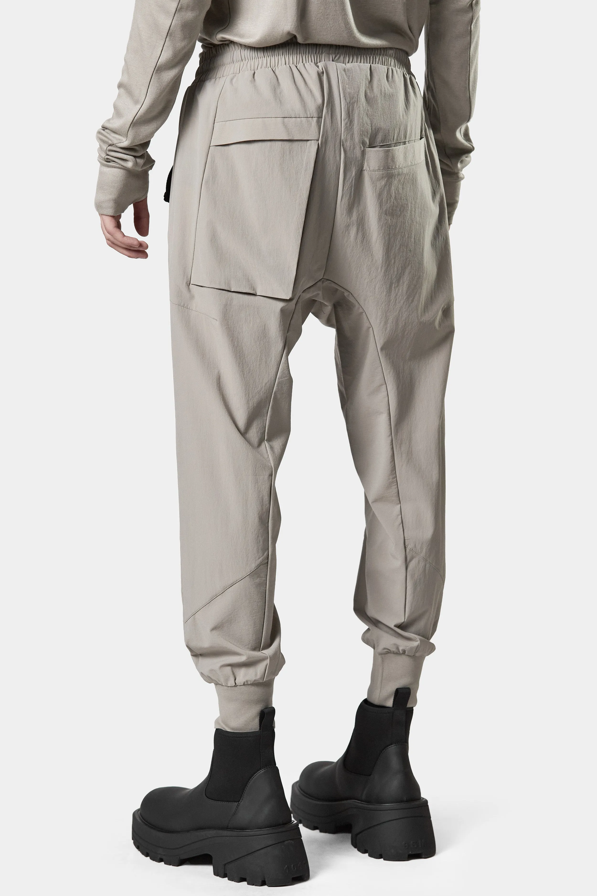 Drop crotch drawstring pants, Beige