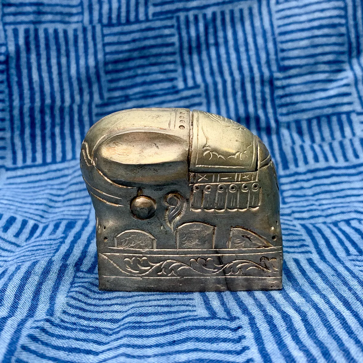 Elephant White Copper Mini Treasure  Box