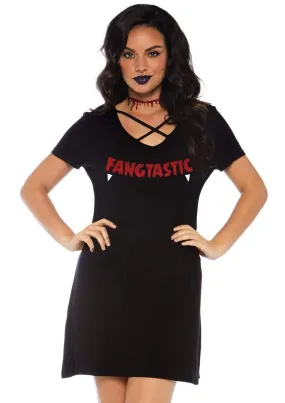 Fangtastic Crossover Jersey Dress with Pockets