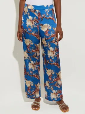 Floral Crepe de Chine Wide Leg Pant